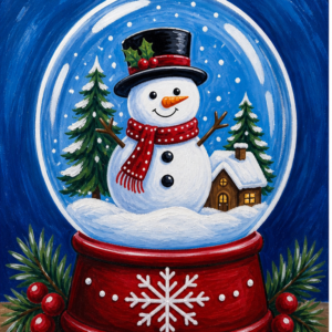 Snowman Snow Globe Paint Party Printable
